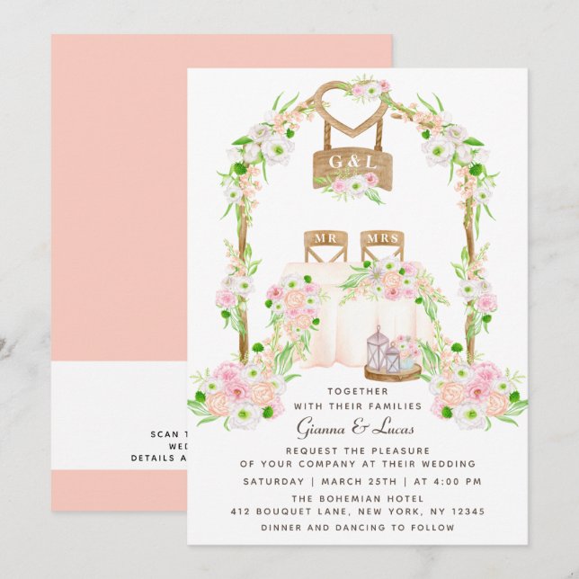 Moderne rustikale Hochzeit im Freien Einladung (Vorne/Hinten)