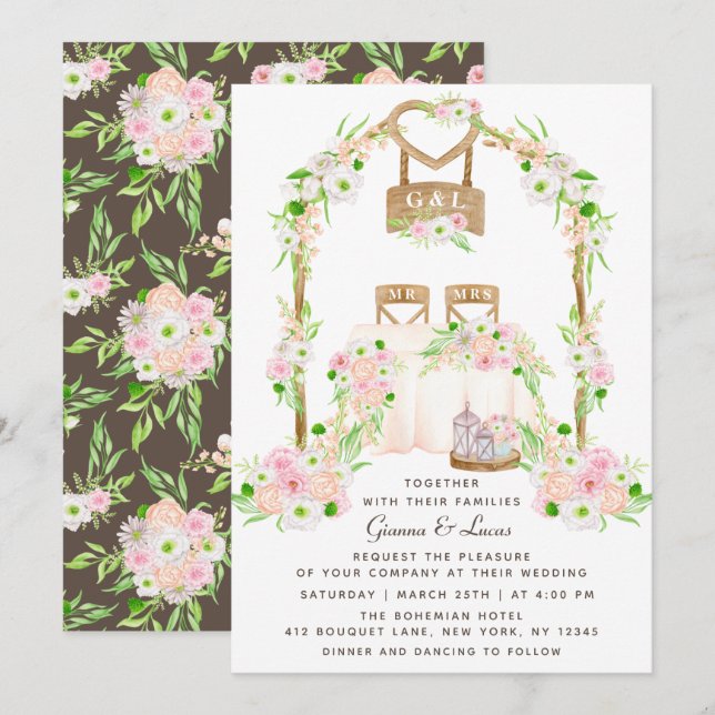 Moderne rustikale Hochzeit im Freien Einladung (Vorne/Hinten)