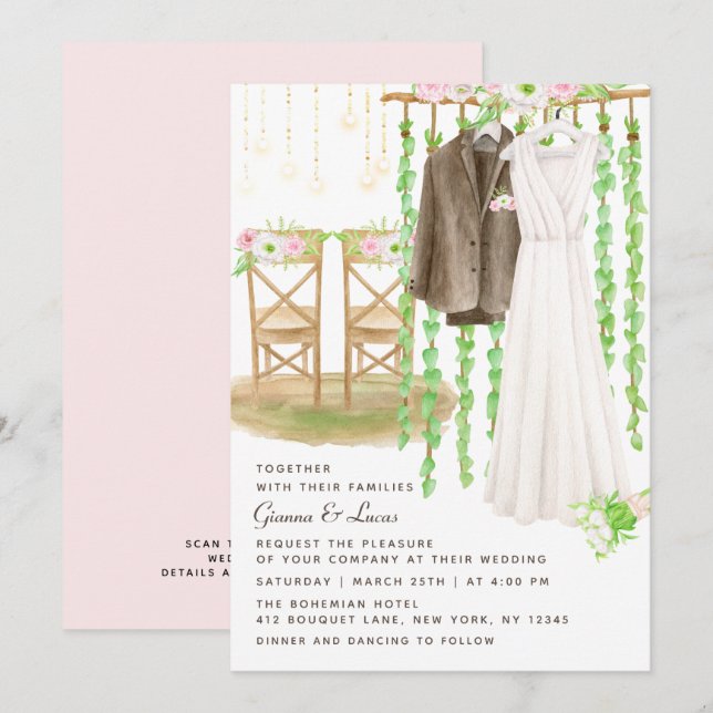 Moderne rustikale Hochzeit im Freien Einladung (Vorne/Hinten)