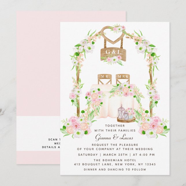 Moderne rustikale Hochzeit im Freien Einladung (Vorne/Hinten)