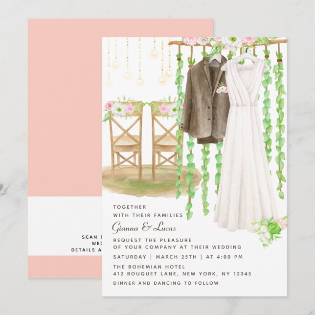 Moderne rustikale Hochzeit im Freien Einladung (Vorne/Hinten)