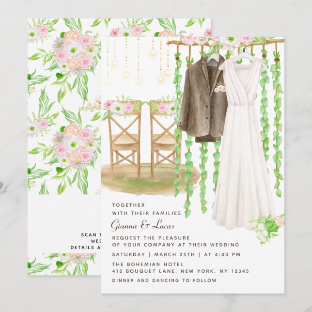 Moderne rustikale Hochzeit im Freien Einladung (Vorne/Hinten)