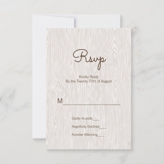 Moderne Rustikale Hochzeitskarte für Holz RSVP Karte (Vorderseite)
