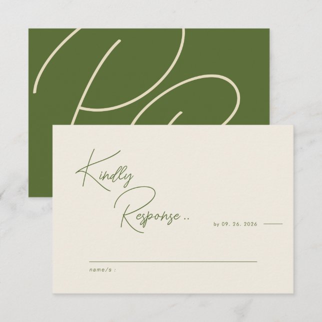 Moderne rustikale Hochzeitskarte RSVP Karte (Vorne/Hinten)