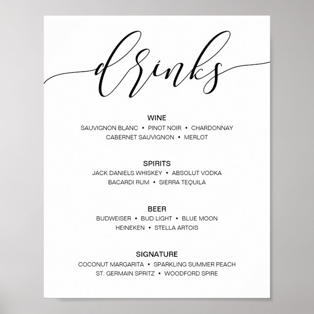 Moderne rustikale Hochzeitspass-Bar Poster (Vorne)