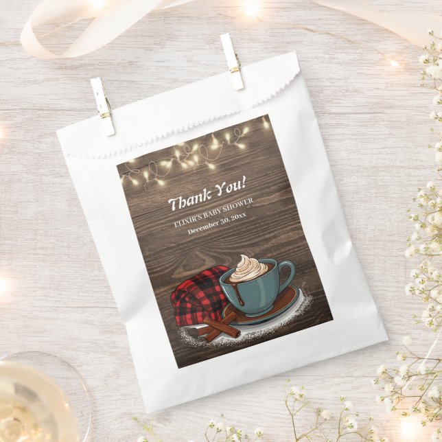 Moderne rustikale Hot Cocoa Cosy Babydusche Geschenktütchen (Ausgeschnitten)