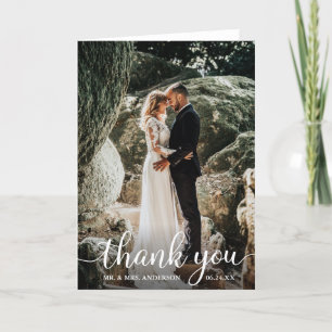 Moderne rustikale Kalligrafie Hochzeitsszene Foto  Dankeskarte