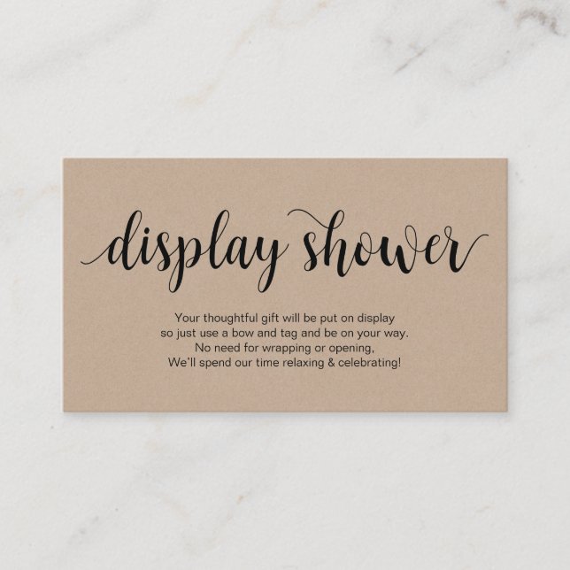 Moderne rustikale Kraft, schwarze Schrift, Display Begleitkarte (Vorderseite)