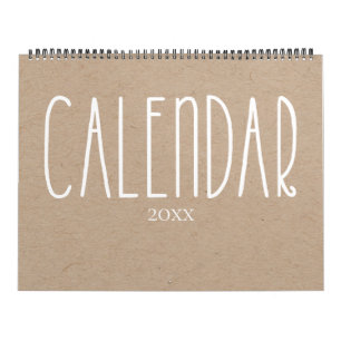 Moderne Rustikale Kraft und Weißkalender Kalender