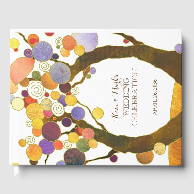 Moderne Rustikale Liebe Bäume Hochzeit Gästebuch (Vorderseite)