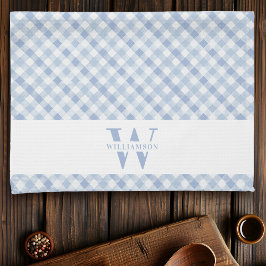 Moderne Rustikale Monogram Blue Gingham Kariert Geschirrtuch