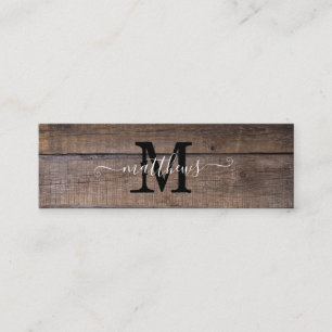 Moderne rustikale Muster-Monogramm-Name-Lesezeiche Mini Visitenkarte
