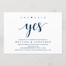 Moderne rustikale, navy Blue-Schrift, Engagement P Einladung