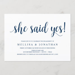 Moderne rustikale, navy Blue-Schrift, Engagement P Einladung