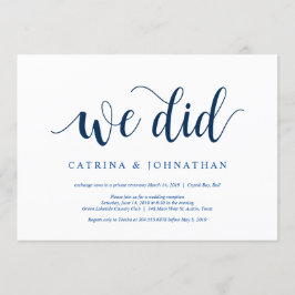 Moderne rustikale, navy Blue-Schrift, Hochzeitsfei Einladung