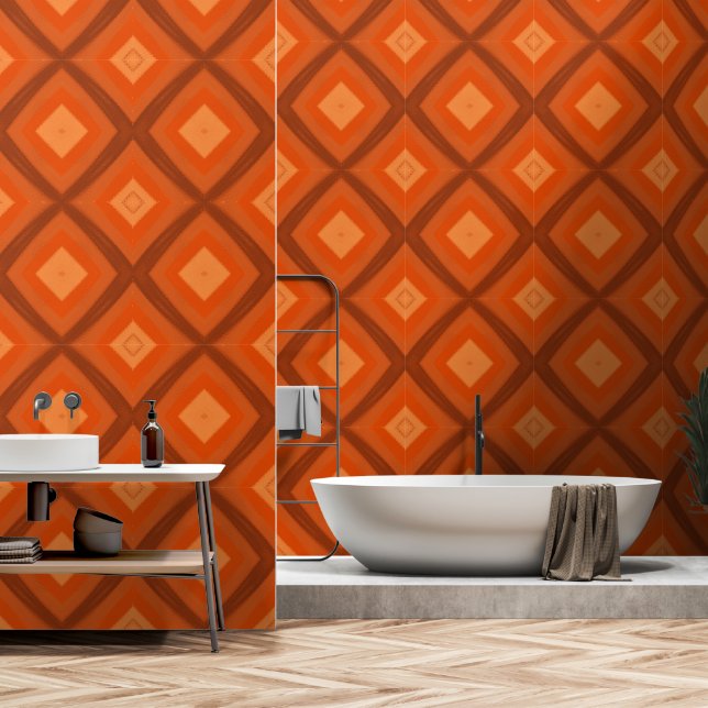 Moderne rustikale Niedliche Diagonal Tapete (Badezimmer)
