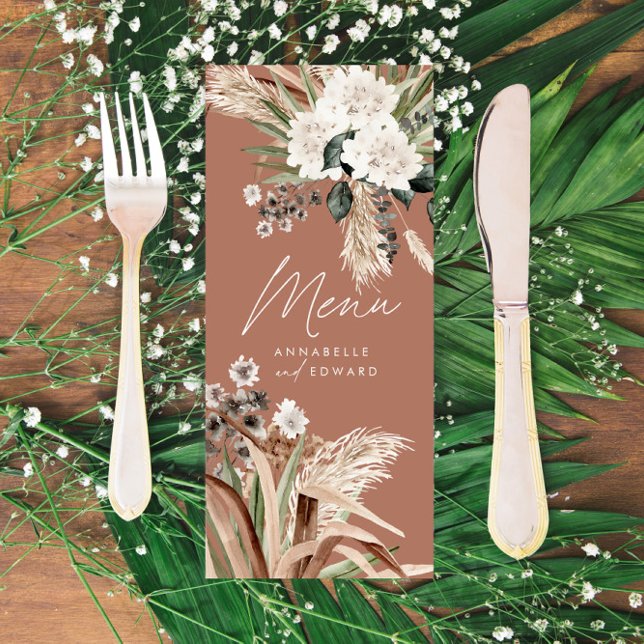 Moderne rustikale Pampas eucalyptus botanisch eleg Menükarte (Von Creator hochgeladen)