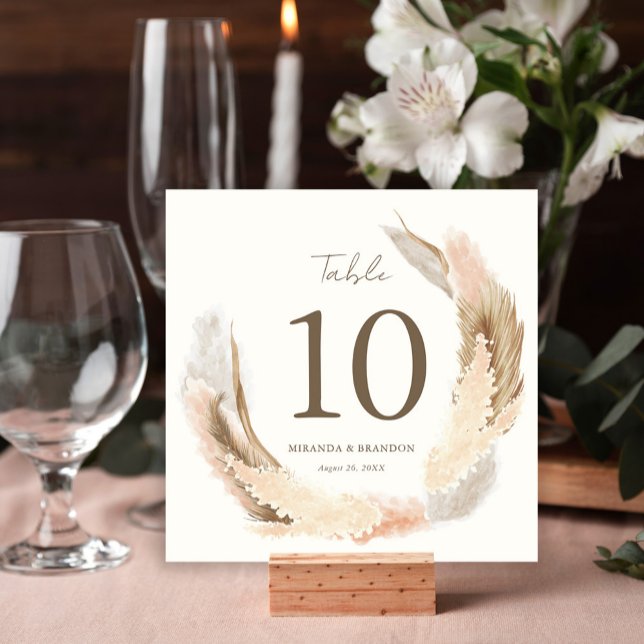 Moderne Rustikale Pampasgras-Hochzeitstisch-Nummer Einladung (Von Creator hochgeladen)