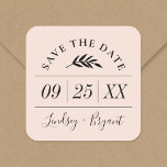 Moderne rustikale Personalisiert Save the Date Quadratischer Aufkleber<br><div class="desc">Individuell bedruckte personalisierte Aufkleber zur Abstimmung mit unseren Save the Date passenden Fotokartendesigns. Fügen Sie in diesem modernen Typografie-Design Ihr Hochzeitdatum und Ihre Namen oder einen anderen benutzerdefinierten Text hinzu. Verwenden Sie die Designtools, um eine beliebige Hintergrundfarbe auszuwählen, Fotos hinzuzufügen, Text, Schriftart und Farben zu personalisieren, um ein einzigartiges Design...</div>