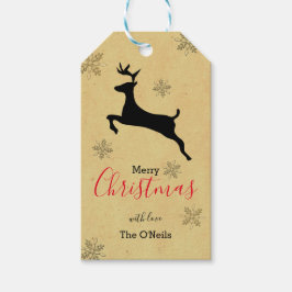 Moderne rustikale Reindeer Kraft Typografie Geschenkanhänger