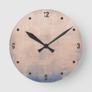 Moderne rustikale Rose Gold Blau abstrakt Runde Wanduhr
