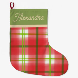 Moderne rustikale Rot-Grün-Farbe Kariert Großer Weihnachtsstrumpf