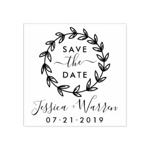 Moderne rustikale Save the Date Hochzeitsankündigu Gummistempel