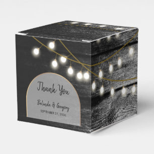 Moderne Rustikale Schwarz-Holz Gold Lights Arch We Geschenkschachtel
