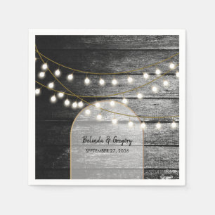 Moderne Rustikale Schwarz-Holz Gold Lights Arch We Serviette