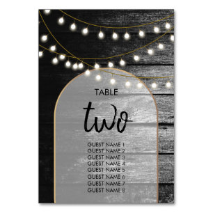 Moderne Rustikale Schwarz-Holz Gold Lights Arch We Tischnummer