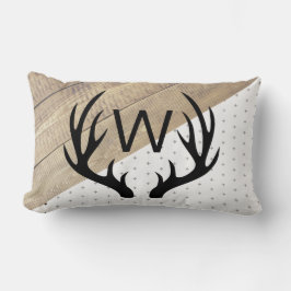 Moderne Rustikale Schwarze Antler und Holzmuster Lendenkissen