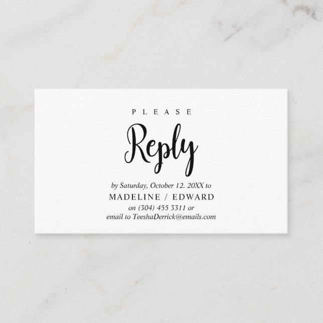 Moderne rustikale, schwarze Schrift, UAWG Response Begleitkarte (Vorderseite)