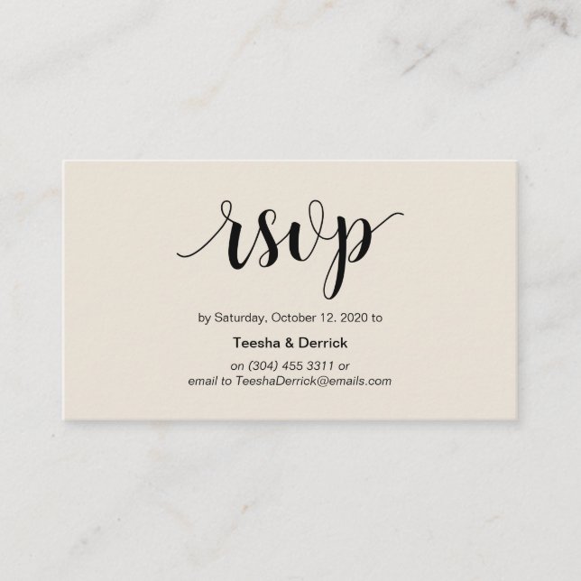 Moderne rustikale, schwarze und cremige, online UA Begleitkarte (Vorderseite)