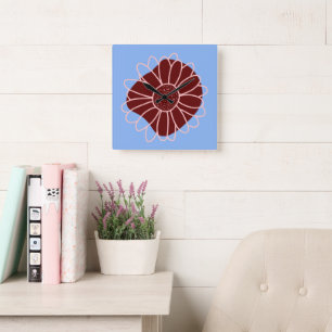Moderne rustikale Sonnenblume Quadratische Wanduhr