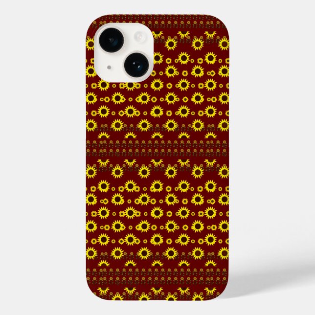 Moderne rustikale Sonnenblumenmuster Case-Mate iPhone 14 Hülle (Rückseite)