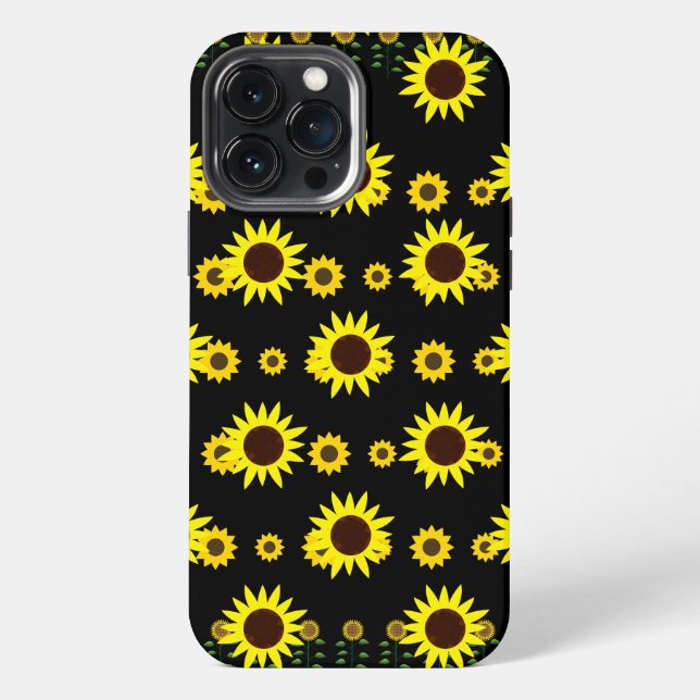 Moderne rustikale Sonnenblumenmuster iPhone 13 Pro Max Hülle (Rückseite)