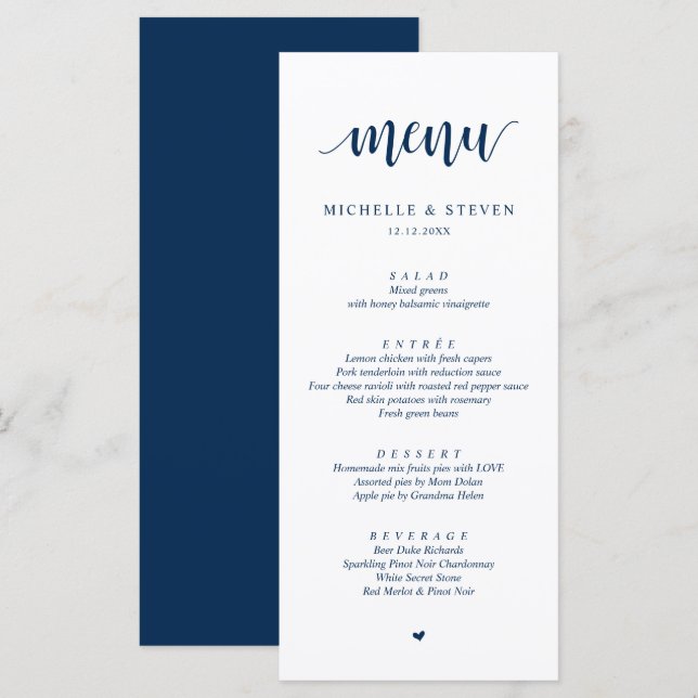 Moderne rustikale Speisekarte für Hochzeiten Menükarte (Vorne/Hinten)