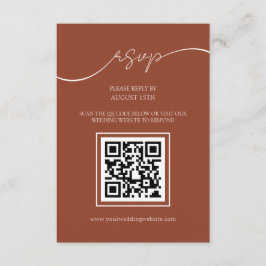 Moderne Rustikale Terracotta QR Code Wedding RSVP Begleitkarte
