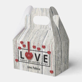 Moderne rustikale Valentinstag Wood LIEBE Rote Her Geschenkschachtel