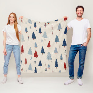 Moderne rustikale Waldbaum-Muster Fleecedecke