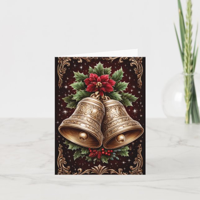 Moderne Rustikale Weihnachtsglocken  Feiertagskarte (Vorderseite)