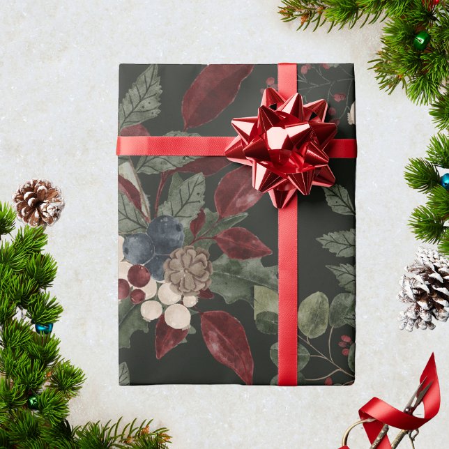 Moderne Rustikale Weihnachtsgrün Geschenkpapier (Von Creator hochgeladen)