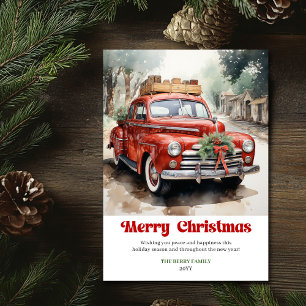 Moderne rustikale Weihnachtsrot-Auto-Feiertagsdesi Feiertagskarte