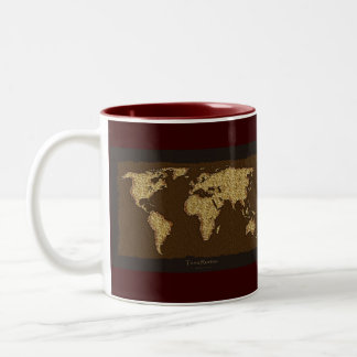 Moderne rustikale Weltkarte auf einem großartigen Zweifarbige Tasse