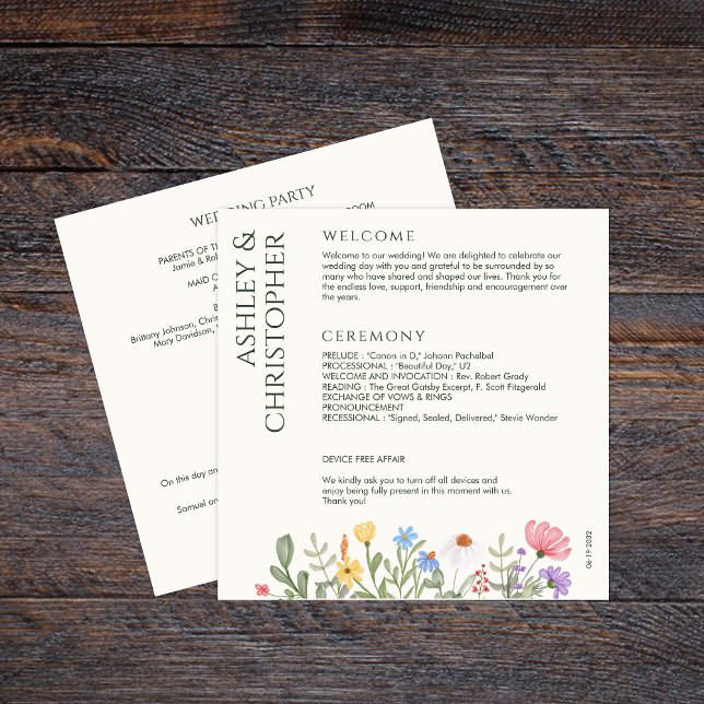 Moderne Rustikale Wildblume Hochzeit Programm (Von Creator hochgeladen)