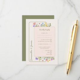 Moderne Rustikale Wildblume Hochzeit RSVP Begleitkarte