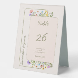 Moderne rustikale Wildblume Hochzeit Tischnummer Tischaufsteller