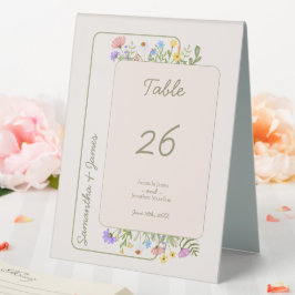 Moderne rustikale Wildblume Hochzeit Tischnummer Tischaufsteller