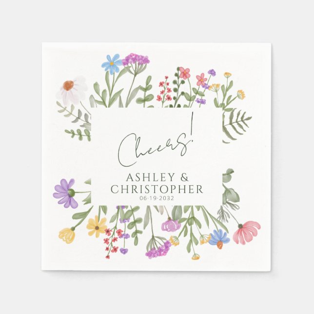 Moderne rustikale Wildblume Serviette (Vorderseite)