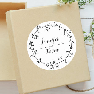 Moderne Rustikale Wildblumen-Volks-Hochzeit Runder Aufkleber